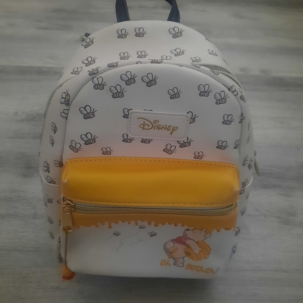 Loungefly White and Yellow Winnie the Pooh Mini Backpack with Bee Print